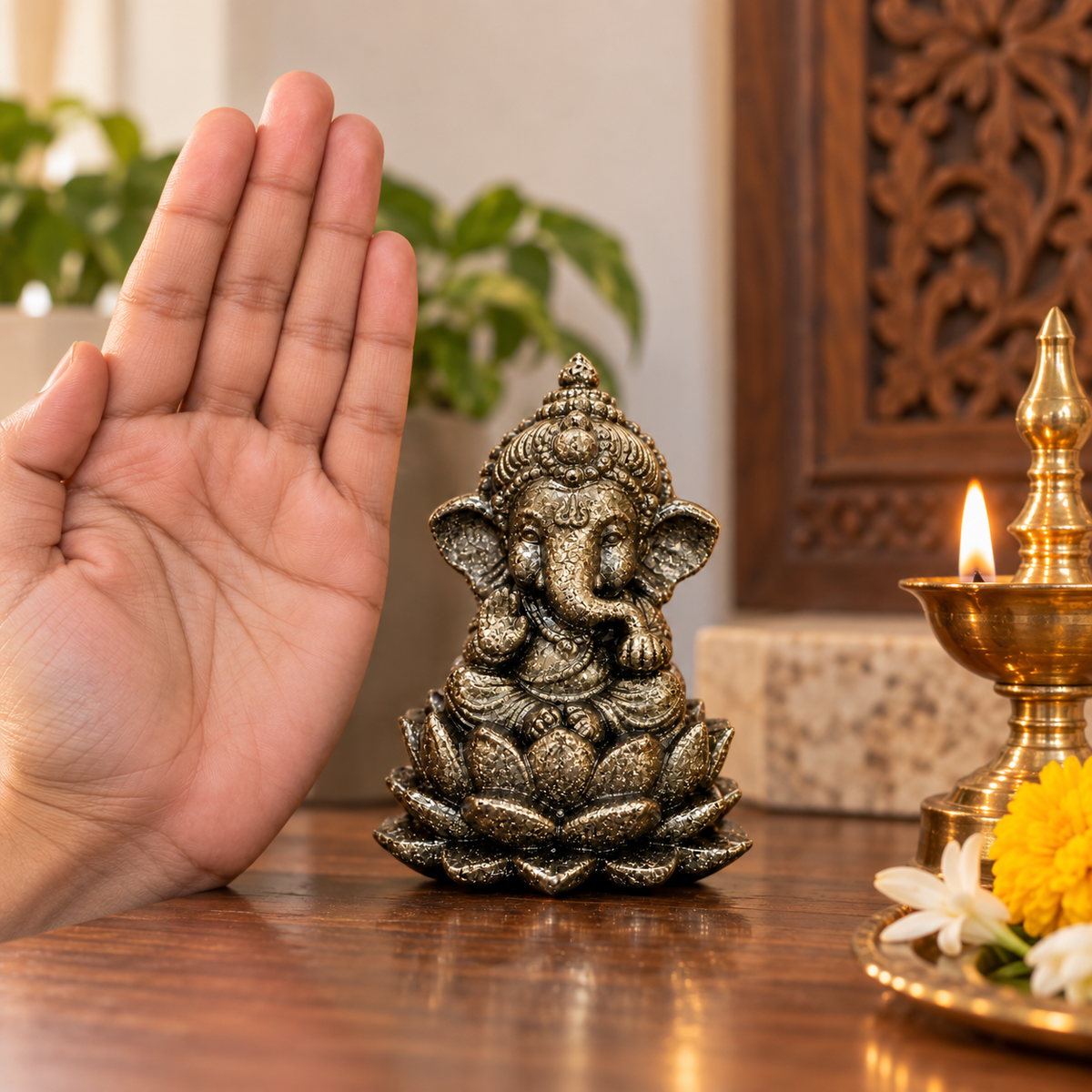 Pyrite Bal Ganesh Ji Idol, 3 Inch