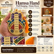 Hamsa Hand Crystal Wall Hanging – 7 Blessings | Wealth • Health • Love • Life • Success • Happiness • Luck | Mixed Healing Crystals