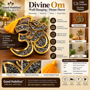 Pyrite Om (ओम्) Wall & Car Hanging – Natural Pyrite Crystal Chips in Gold Om Frame | Peace • Prosperity • Divine Energy