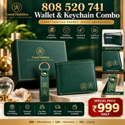 Feng Shui Wealth Green Leather Combo – Kubera Yantra Wallet + Card Holder + Keychains | Premium Wealth Gift Set