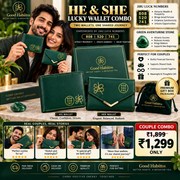 He & She Lucky Wallet Combo – His & Her Green Leather Wallets | Jibu Luck Numbers 808-520-741 | Green Aventurine | Couple Gift Set