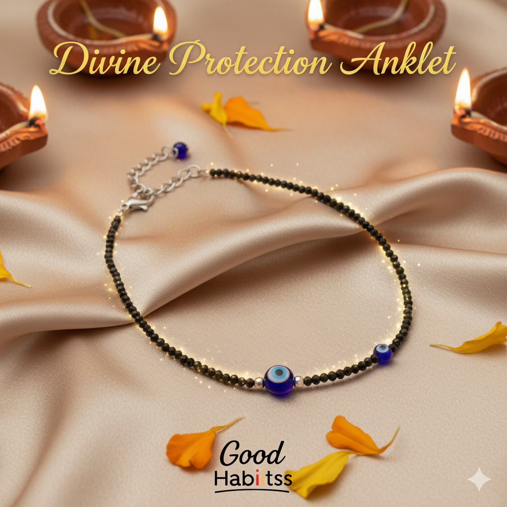 Negative Energy Blocker Anklet – Evil Eye + Tourmaline