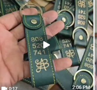 Goodhabiitss Divya Kavach Keychain - dark green leather with angel numbers 808 520 741