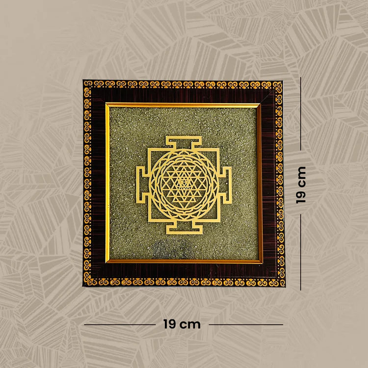 Natural Pyrite Dust Frame with Shree Yantra