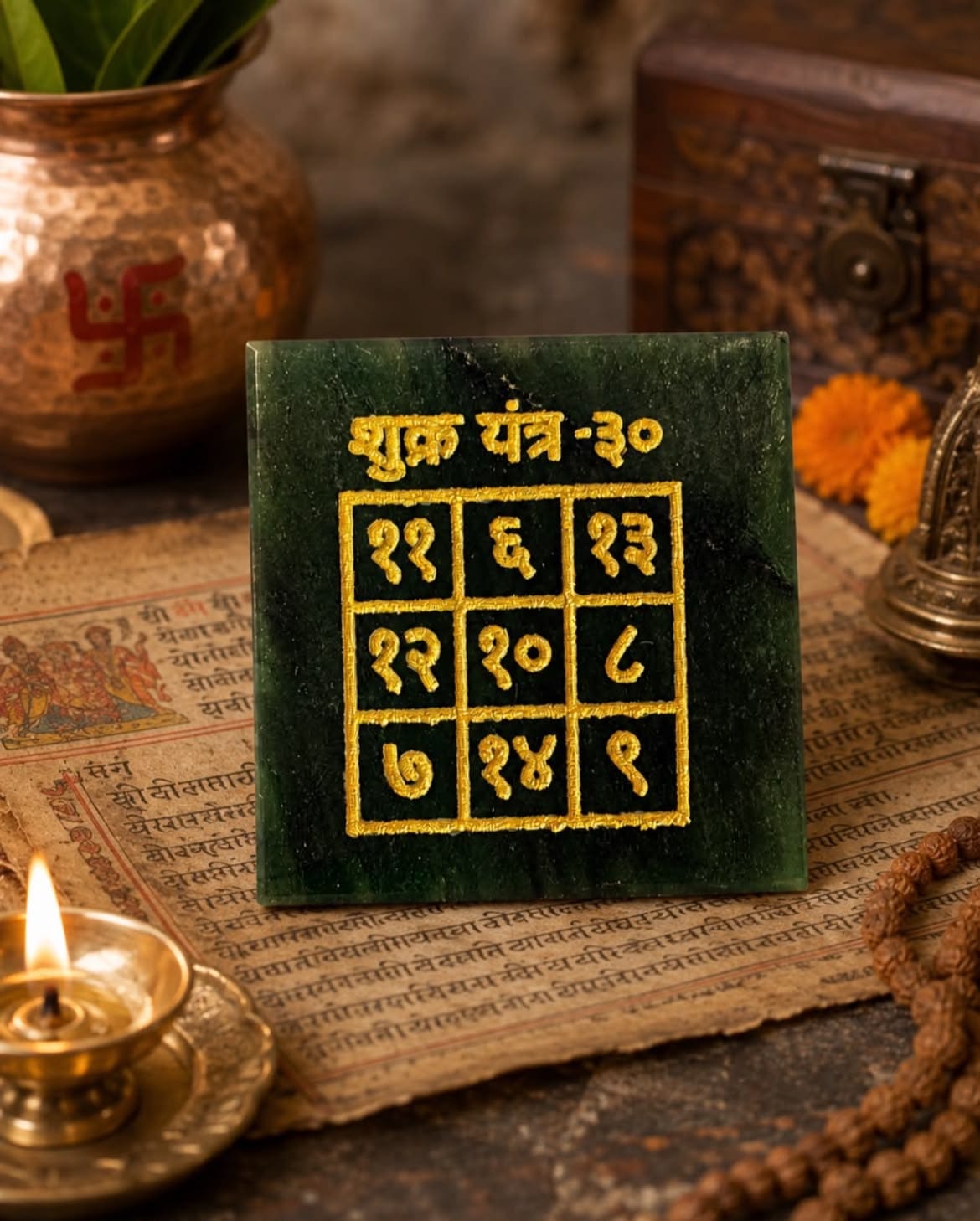 Shukra Yantra – Green Jade Venus Yantra for Love, Beauty & Prosperity
