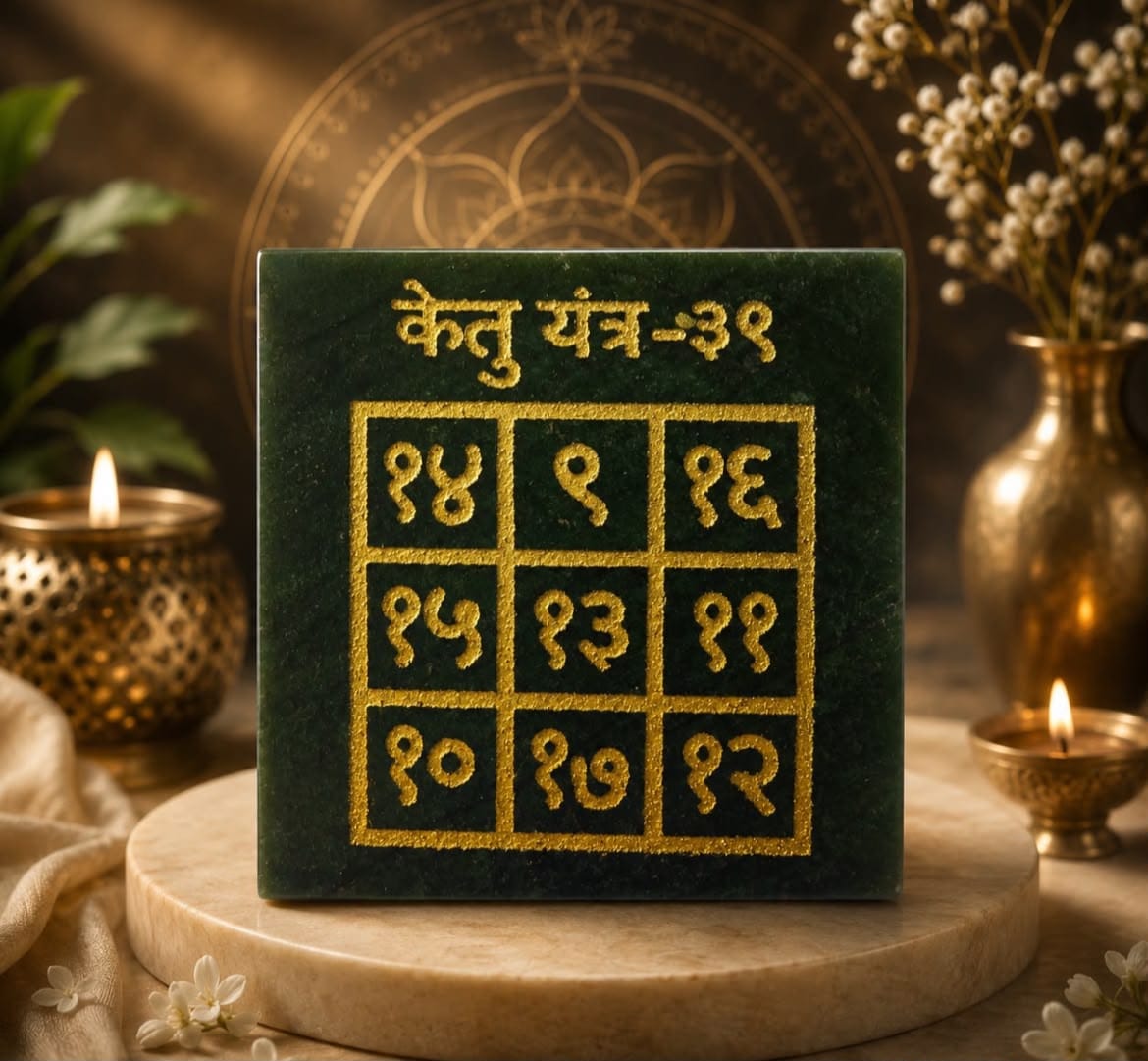 Ketu Yantra – Green Jade South Node Yantra for Spiritual Liberation, Intuition & Karmic Healing