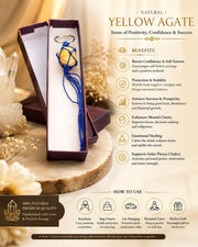 Natural Yellow Agate Crystal Keychain – Stone of Positivity, Confidence & Success in premium gift box