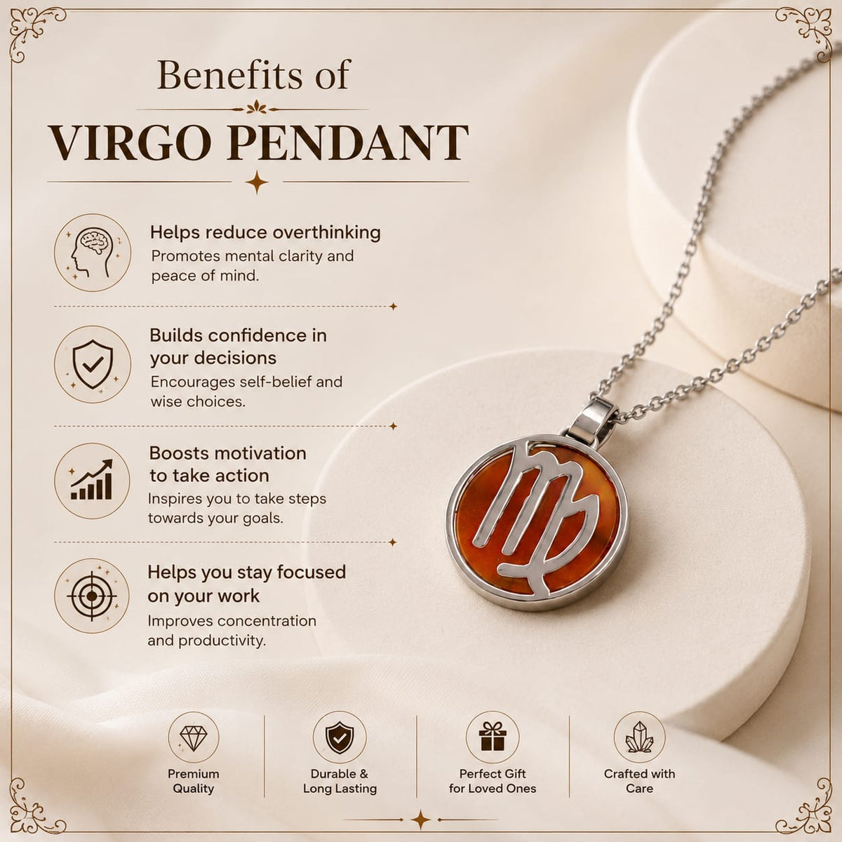 Benefits of Virgo Pendant - Mental Clarity, Confidence, Focus by Good Habiitss