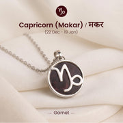Capricorn Makar Zodiac Pendant with Garnet crystal by Good Habiitss