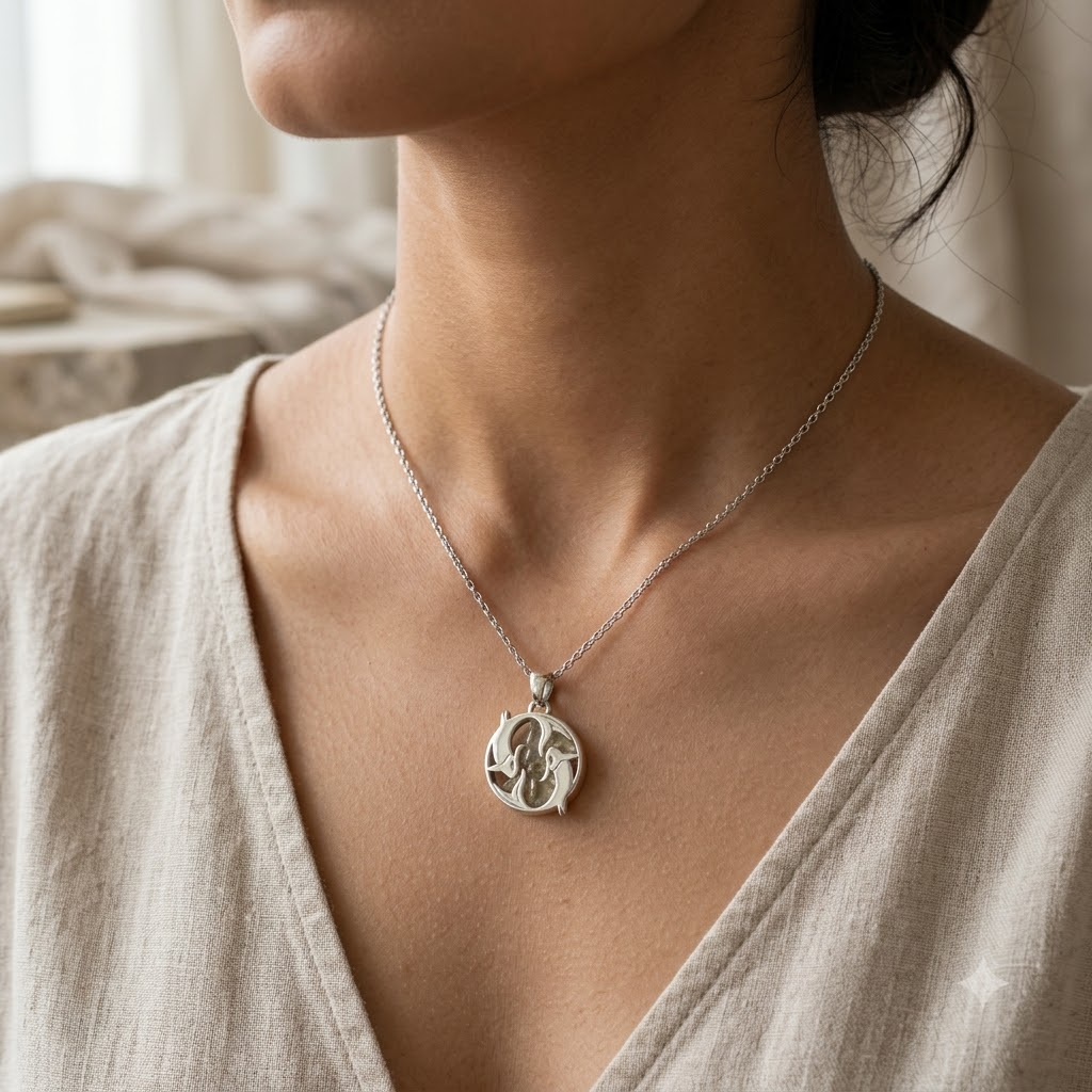 Pisces (Meen) Zodiac Pendant | Citrine Crystal | Meen Rashi Necklace