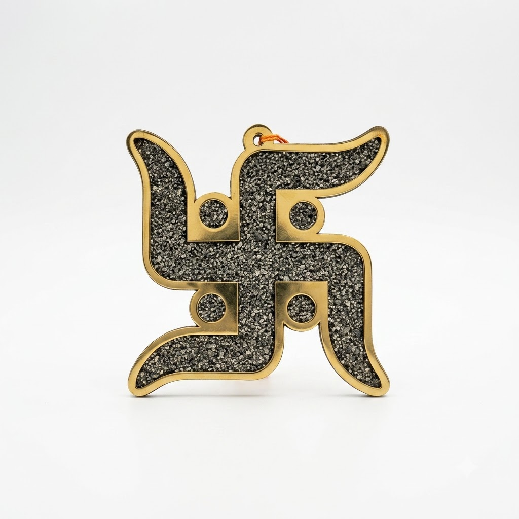 Pyrite Swastik – Divine Wealth & Prosperity Wall Hanging | Natural Pyrite Crystal | Vastu Home Decor