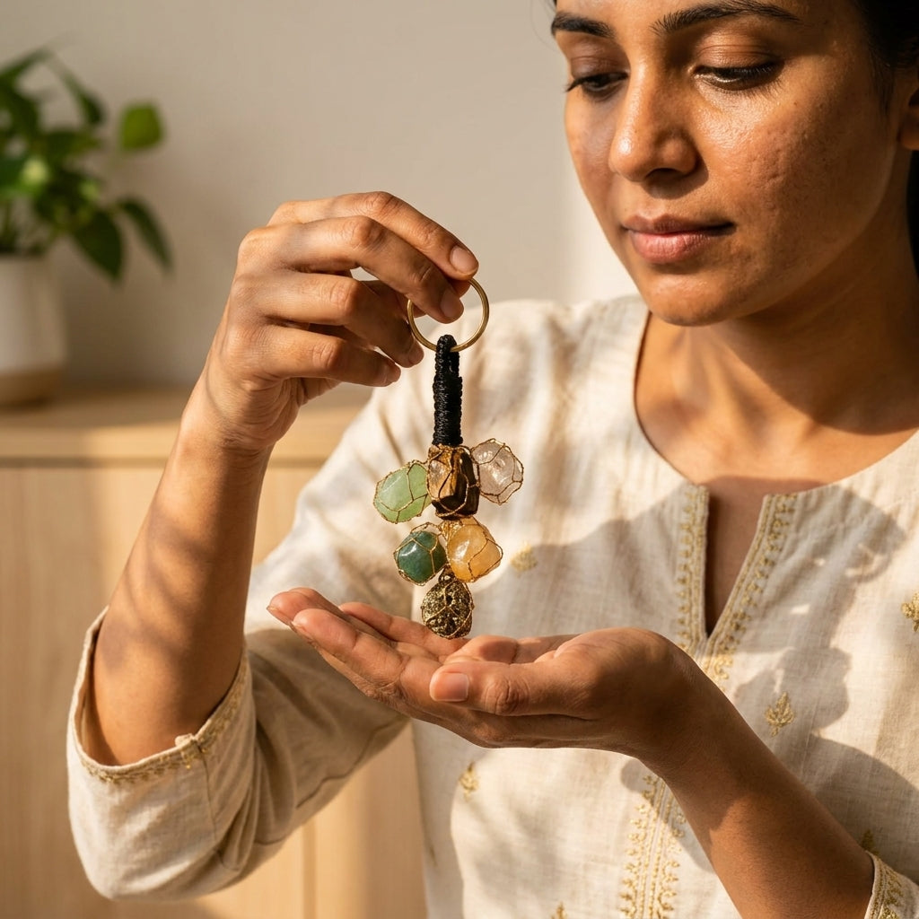 Dhan Yog Raw Stone Keychain