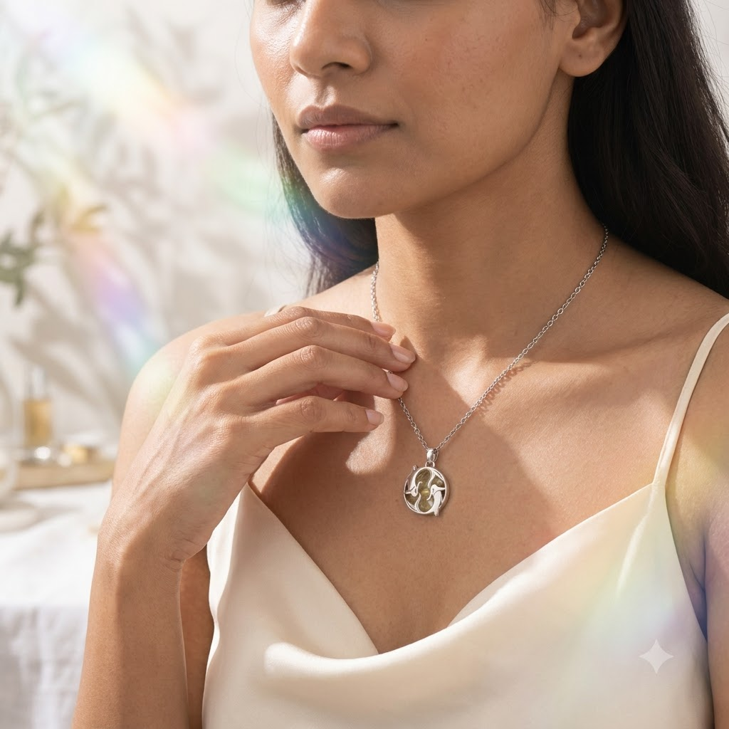 Pisces (Meen) Zodiac Pendant | Citrine Crystal | Meen Rashi Necklace