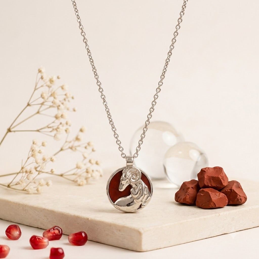 Virgo Zodiac Necklace | Red Jasper Crystal | Elegant Meaningful You