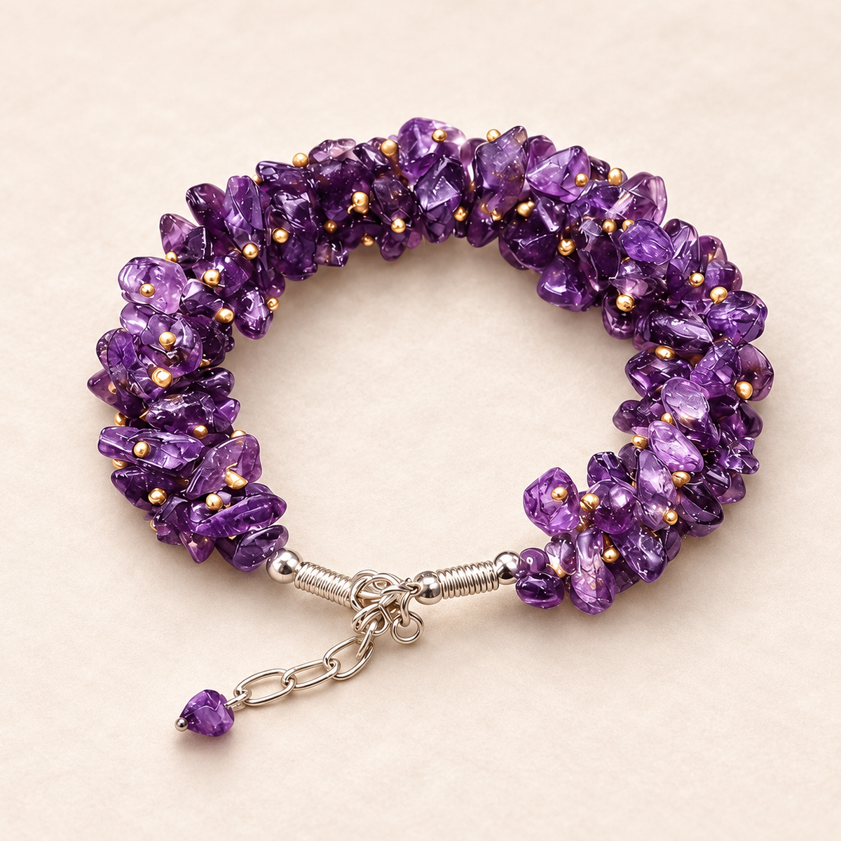 Amethyst Chip Bracelet – Natural Gemstone Jewellery — clean studio view