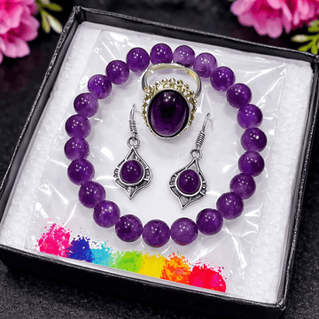 Amethyst Healing Crystal Jewelry Set - GOOD HABITSS