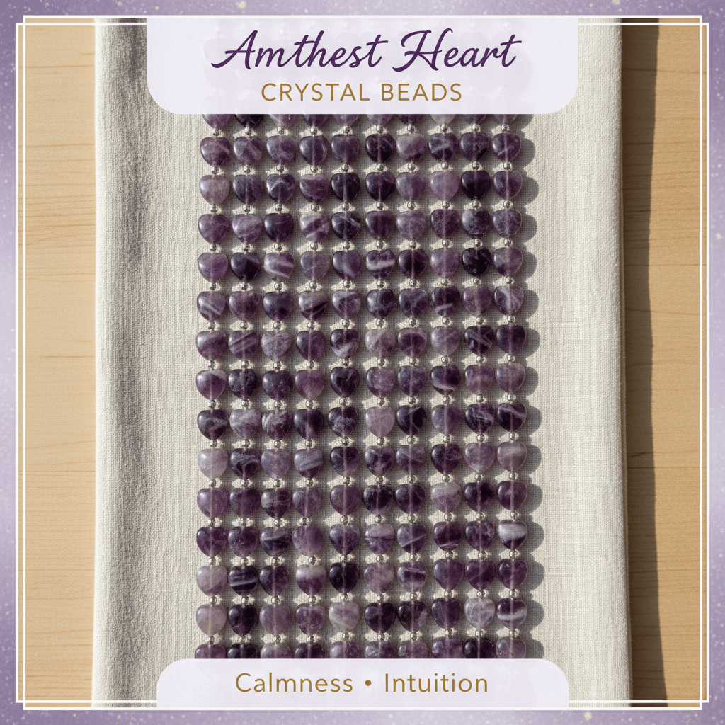 Amethyst Heart Crystal Beads Line - GOOD HABITSS