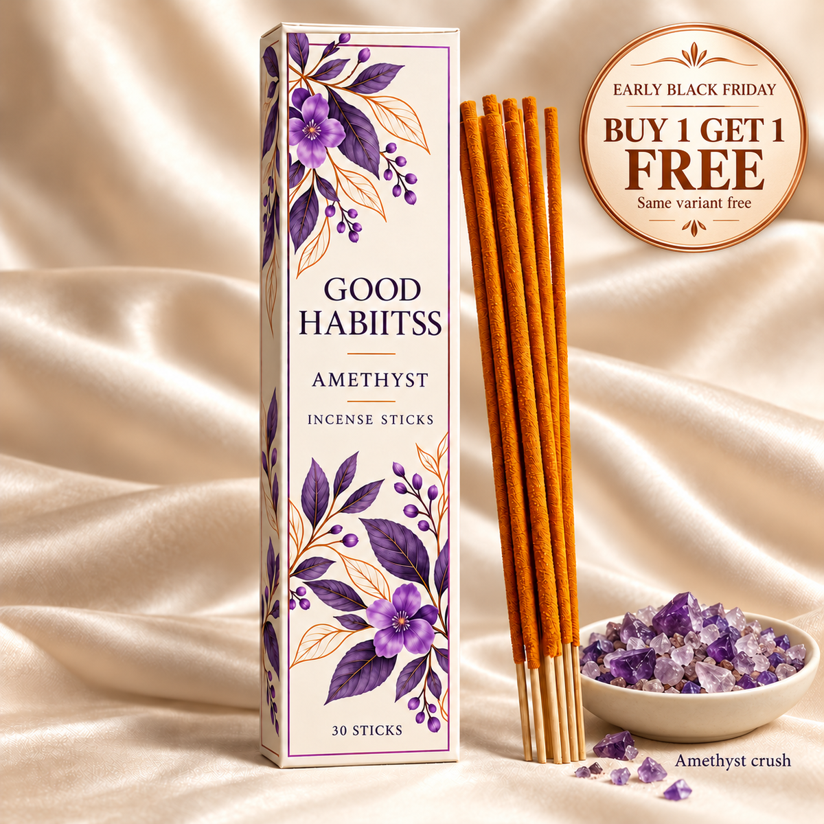 Amethyst Incense Sticks – Box of 30 — Buy 1 Get 1 Free, same variant