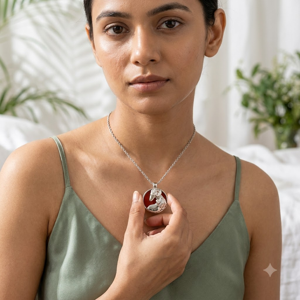 Virgo Zodiac Necklace | Red Jasper Crystal | Elegant Meaningful You