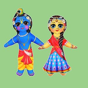 Krishna with Lalita & Visakha Gopi Soft Toy Set 8 Inches