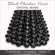 Black Obsidian Heart Crystal Beads Line - GOOD HABITSS