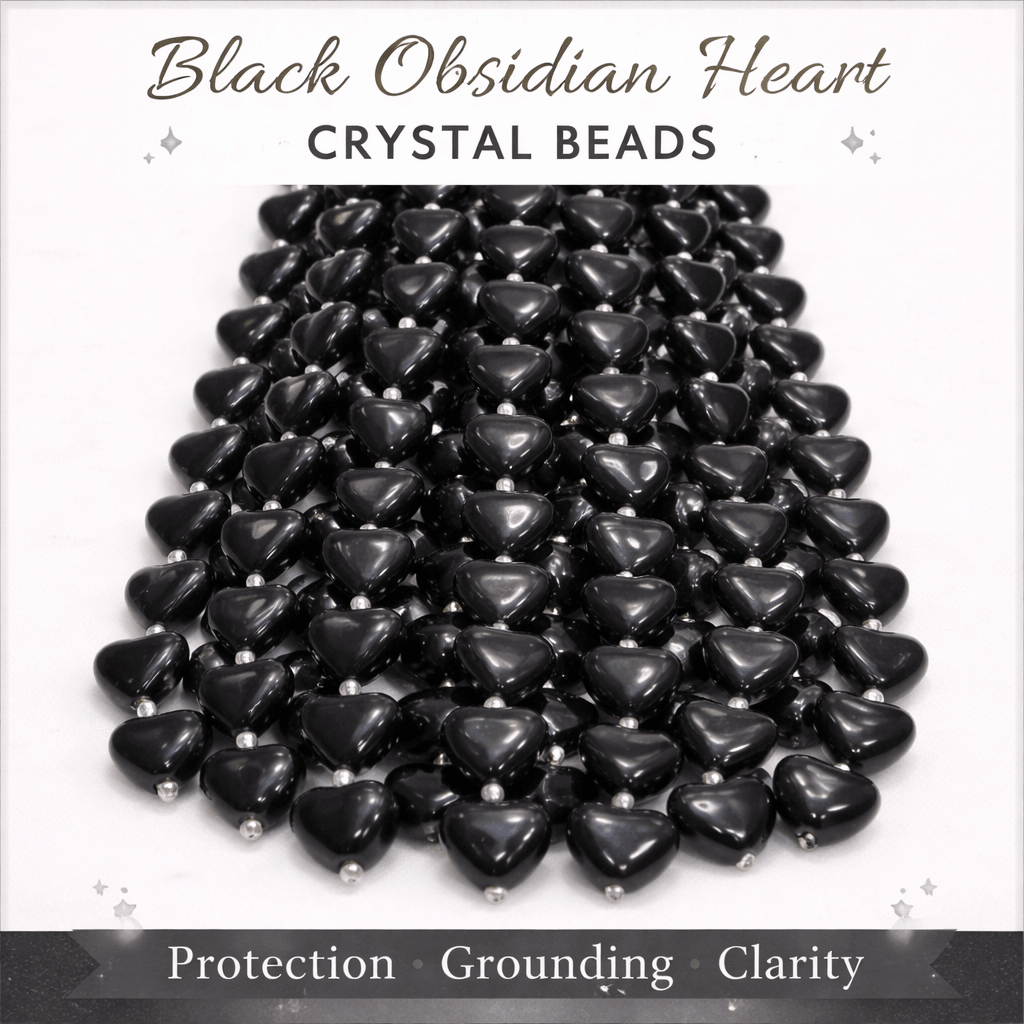 Black Obsidian Heart Crystal Beads Line - GOOD HABITSS