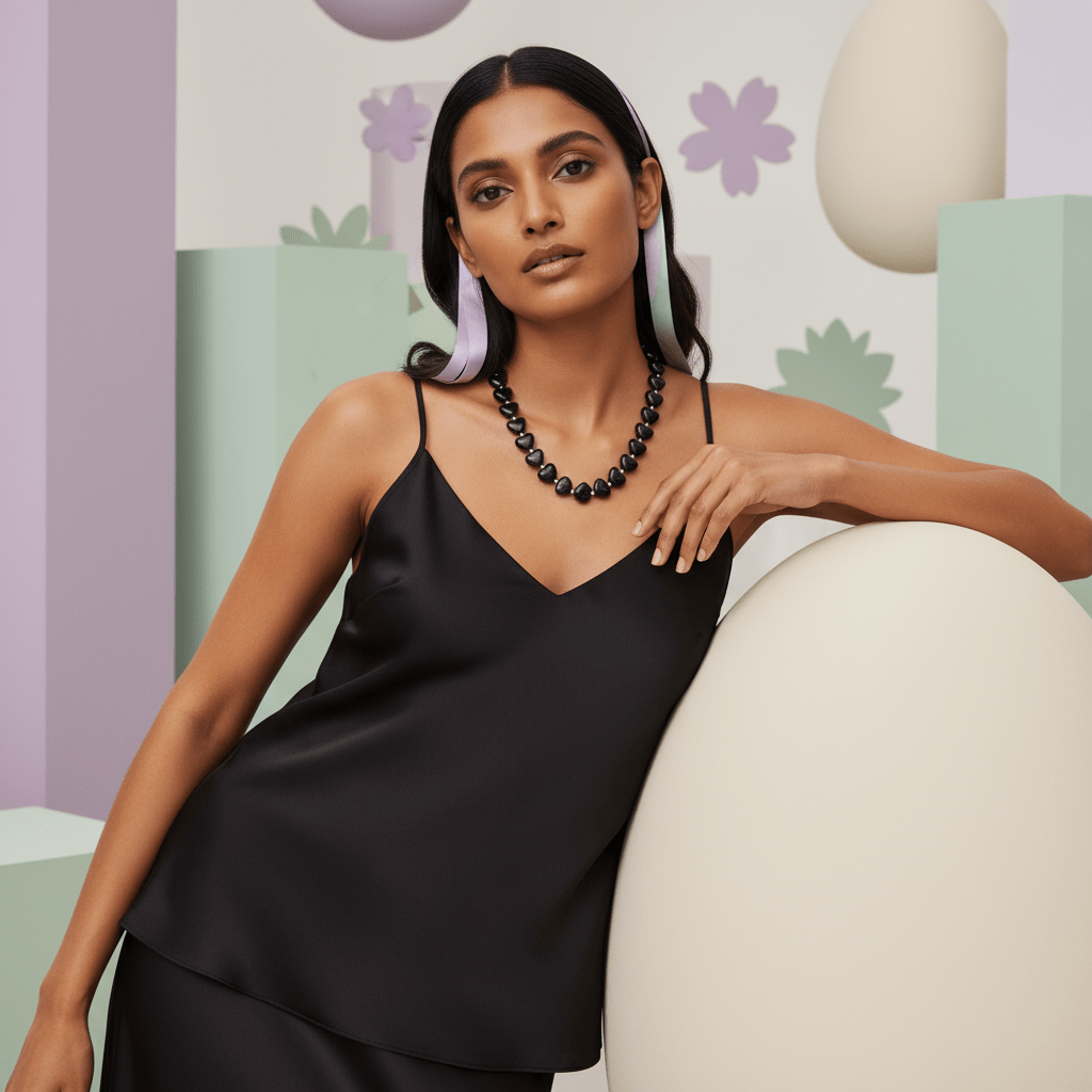 Black Obsidian Heart Crystal Beads Line - GOOD HABITSS