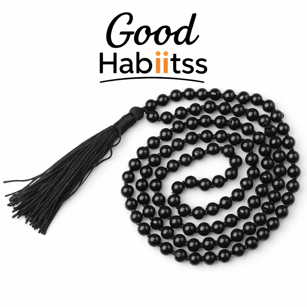 Black Obsidian Mala Necklace Knotted 108 Mala Beads, 108 Prayer Beads, Buddhist Meditation Mala - GOOD HABITSS