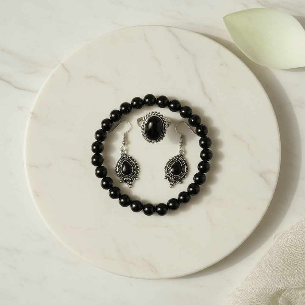 Black Onyx Healing Crystal Jewelry Set - GOOD HABITSS