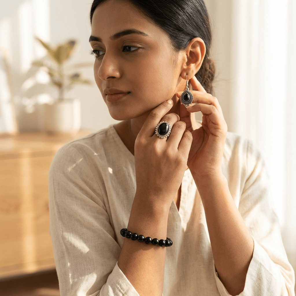 Black Onyx Healing Crystal Jewelry Set - GOOD HABITSS