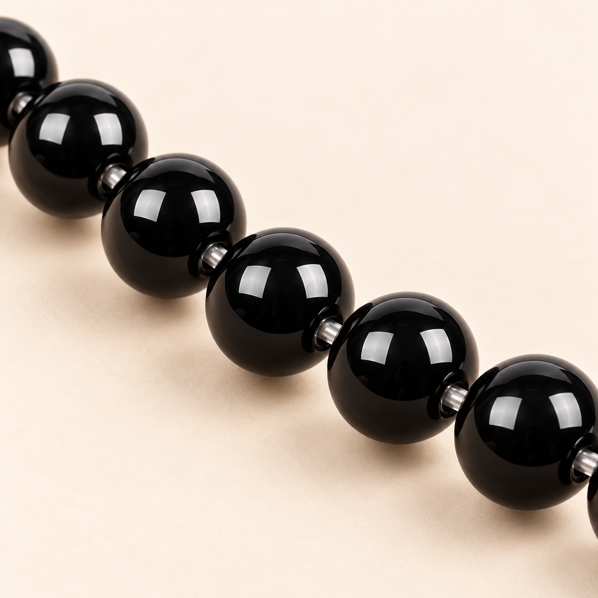 Black Onyx String — bead close-up