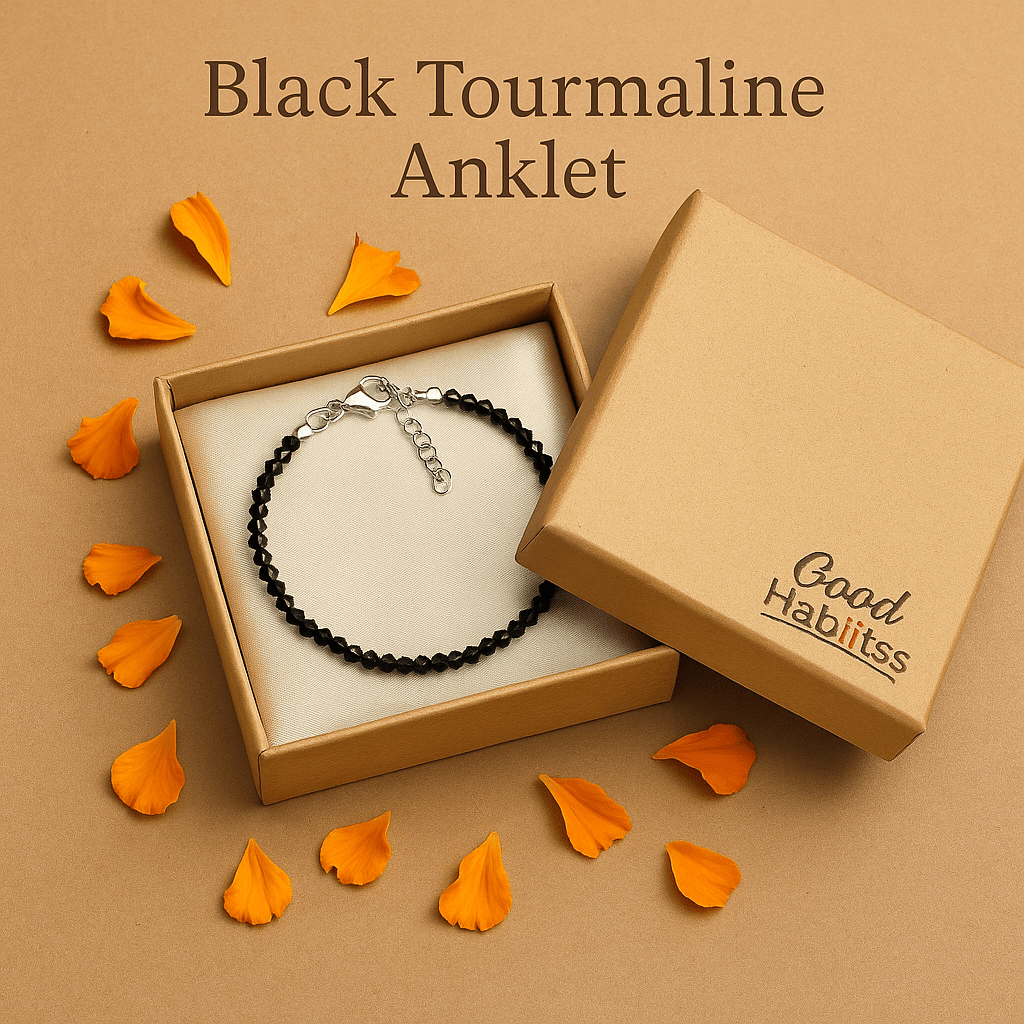Black Tourmaline Anklet - GOOD HABITSS