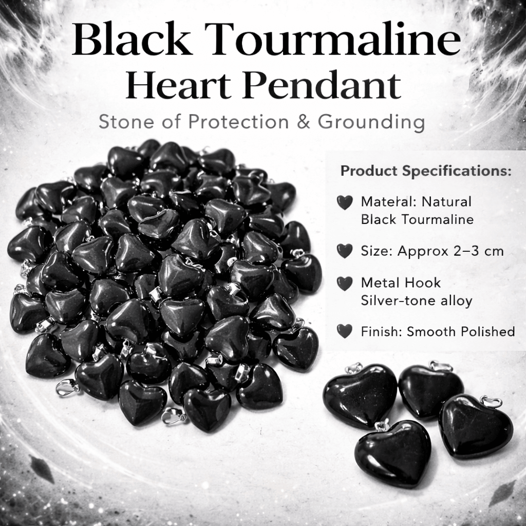 Black Tourmaline Heart Pendant - GOOD HABITSS