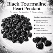 Black Tourmaline Heart Pendant - GOOD HABITSS