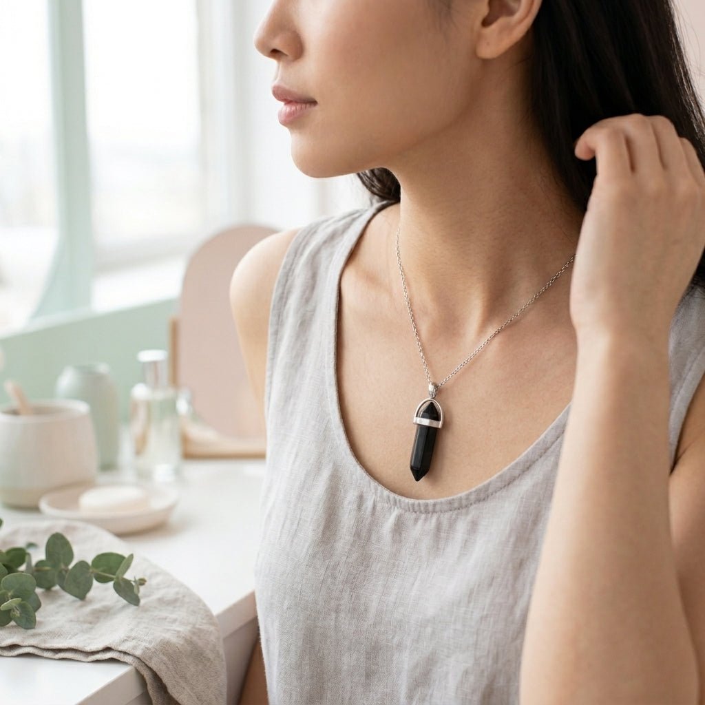 Black Tourmaline Pencil Pendant - GOOD HABITSS