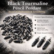 Black Tourmaline Pencil Pendant - GOOD HABITSS