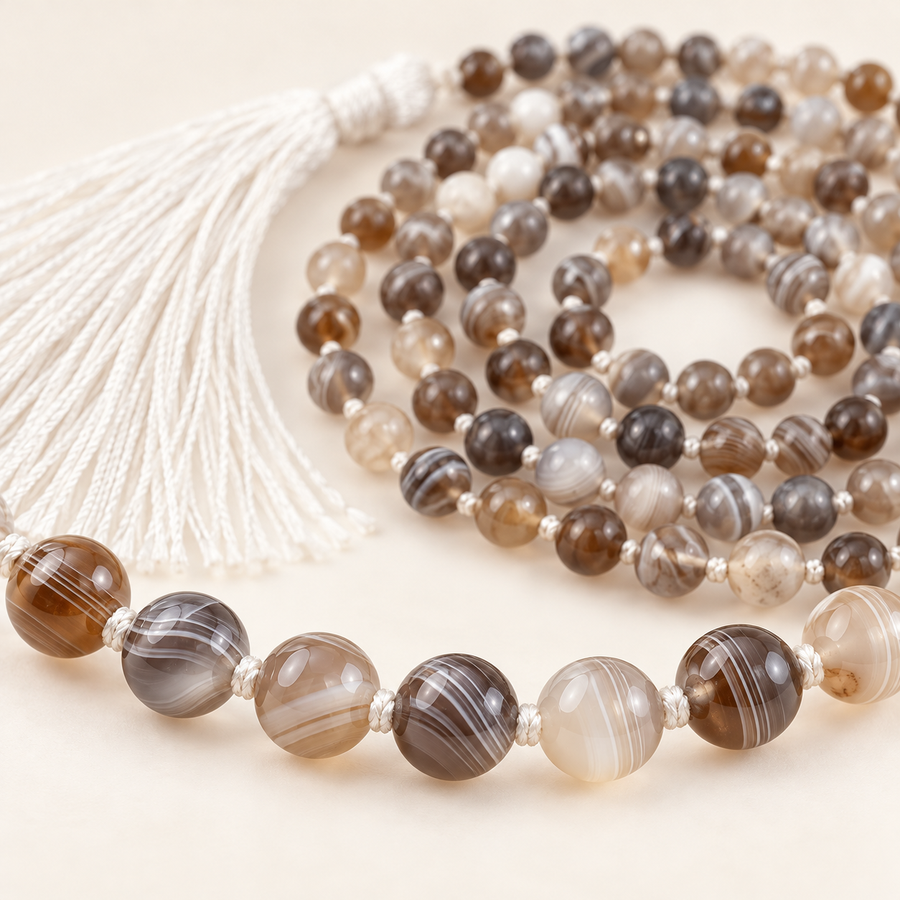 Botswana Agate Bead Necklace — bead close-up