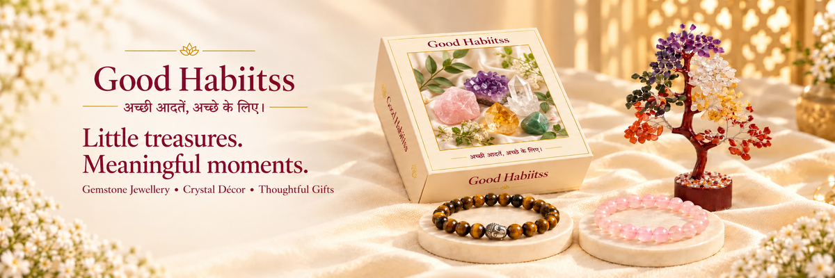 Good Habiitss packaging with neutral crystal and botanical artwork