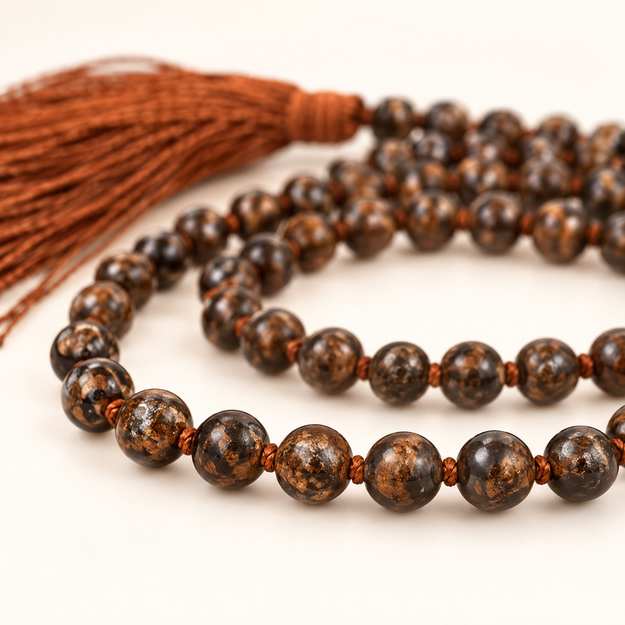 Bronzite Bead Necklace — bead close-up