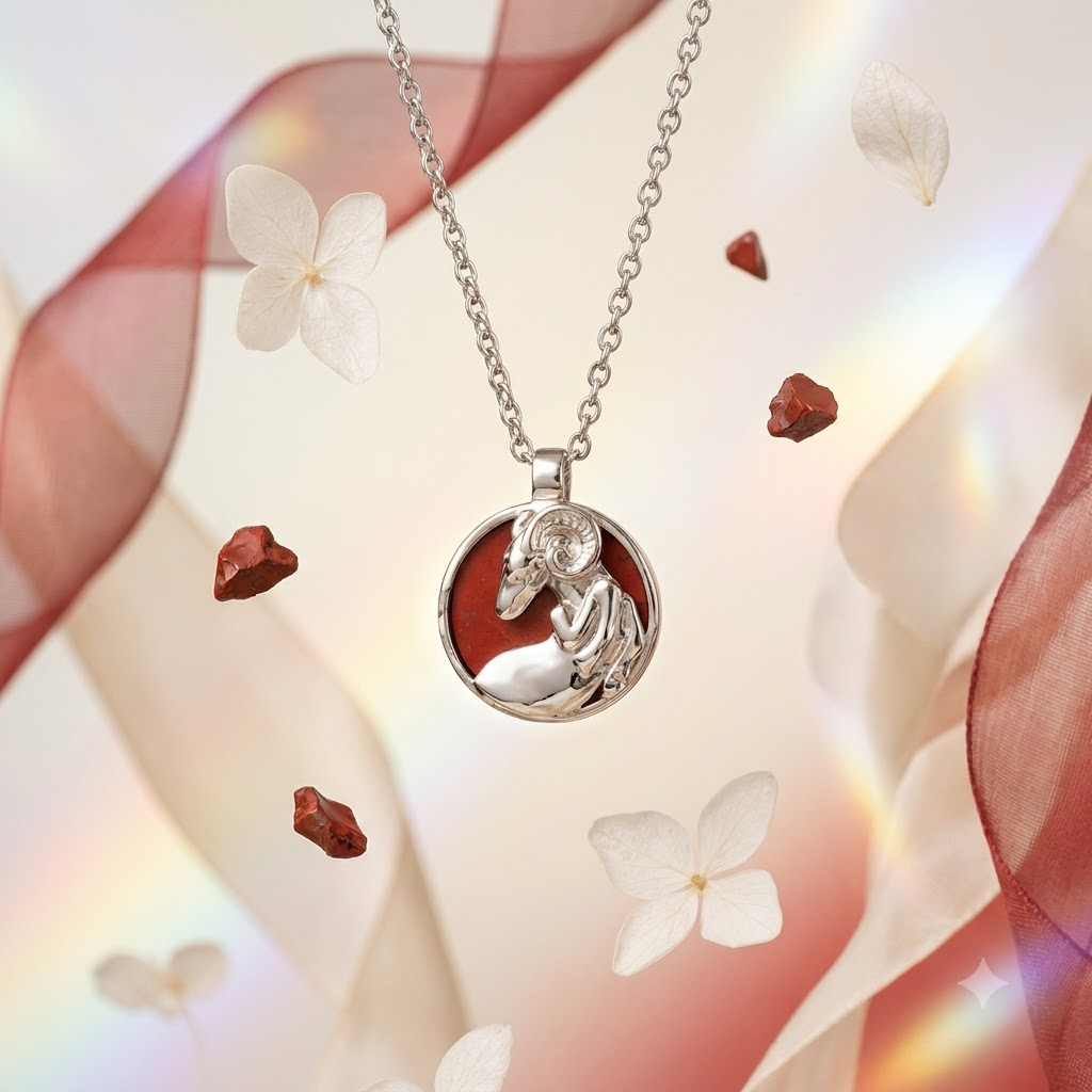 Virgo Zodiac Necklace | Red Jasper Crystal | Elegant Meaningful You