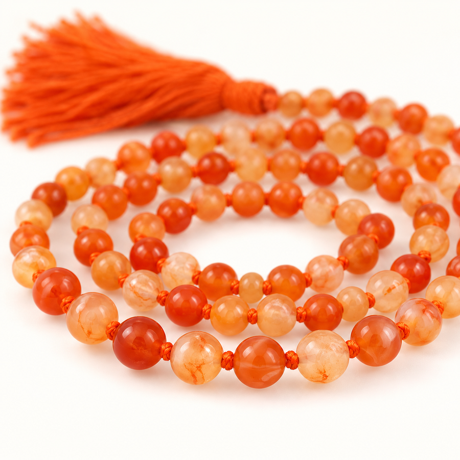 Carnelian Bead Necklace — bead close-up