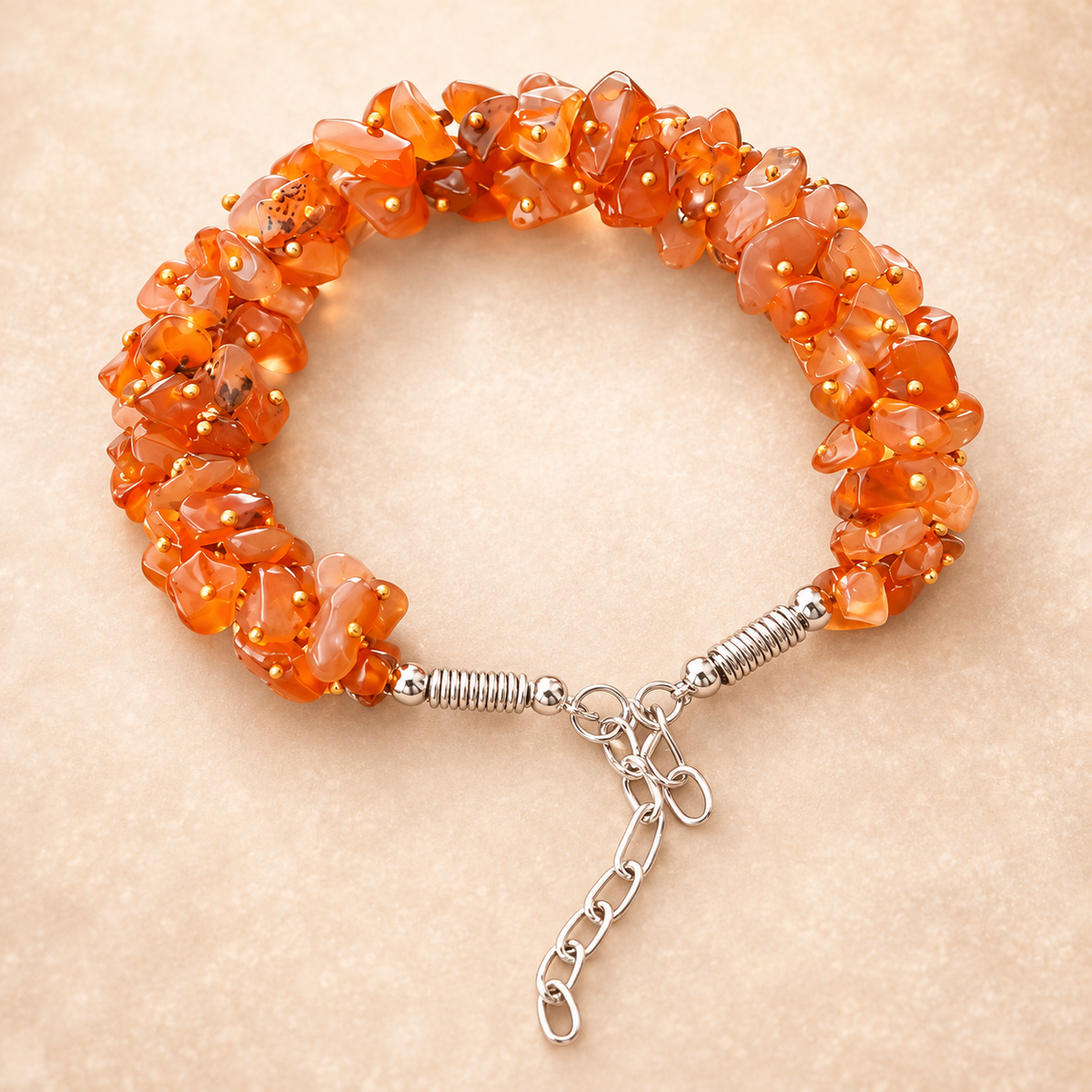 Carnelian Chip Bracelet – Natural Gemstone Jewellery — clean studio view