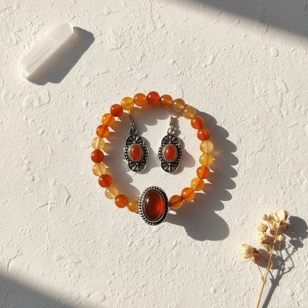 Carnelian Healing Crystal Jewelry Set - GOOD HABITSS