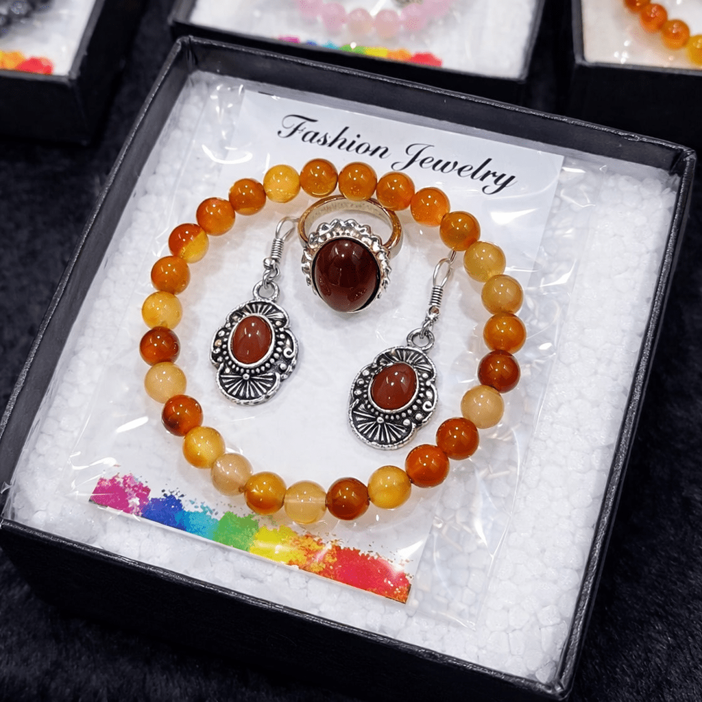 Carnelian Healing Crystal Jewelry Set - GOOD HABITSS