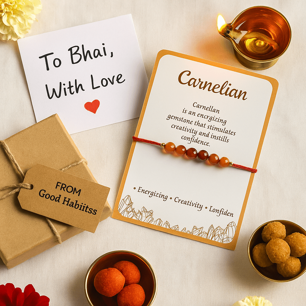 Carnelian Healing Crystal Rakhi - GOOD HABITSS