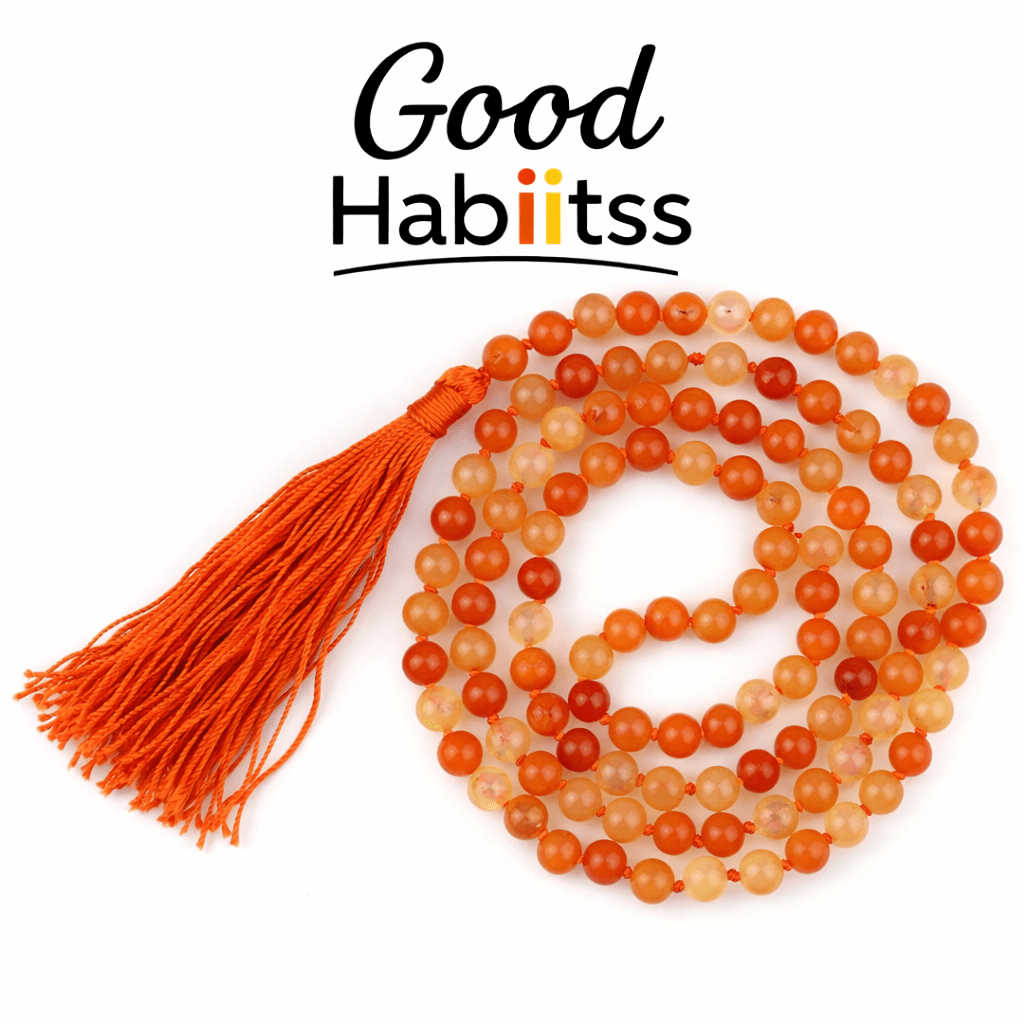 Carnelian Mala Necklace Knotted 108 Mala Beads, 108 Prayer Beads, Buddhist Meditation Mala - GOOD HABITSS
