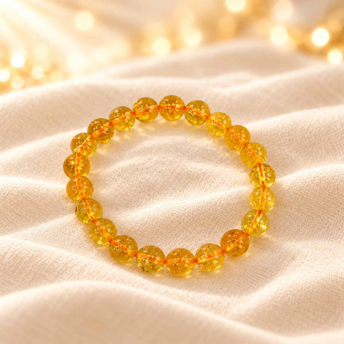 Citrine Bracelet – Dyed Gemstone Jewellery on champagne fabric