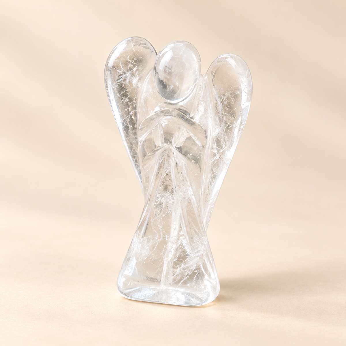 Clear Quartz Angel — three-quarter view