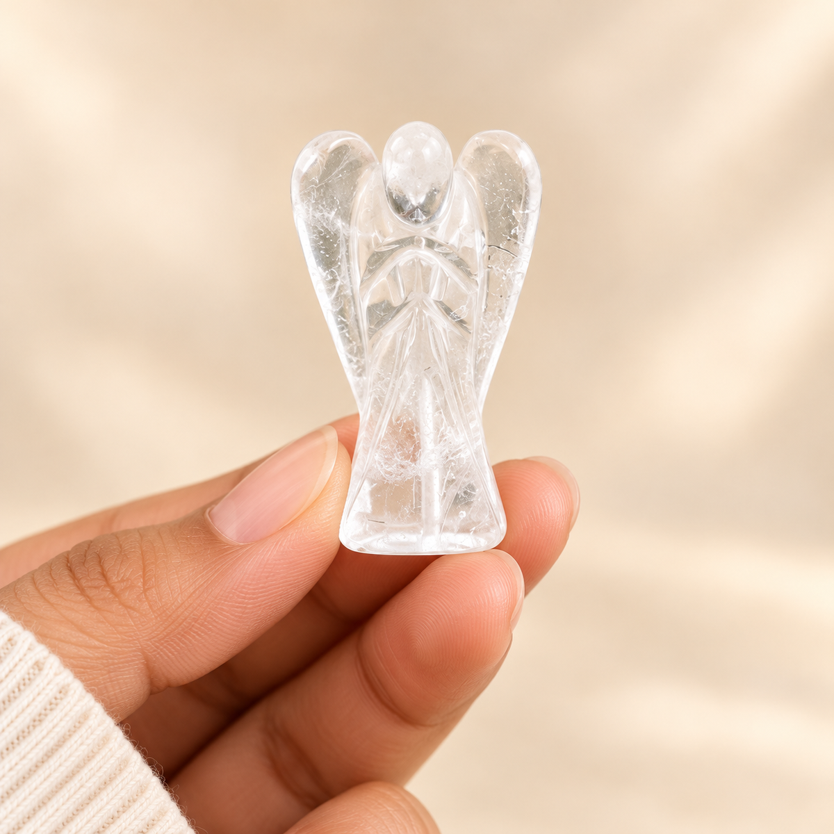 Clear Quartz Angel — illustrative hand-held styling
