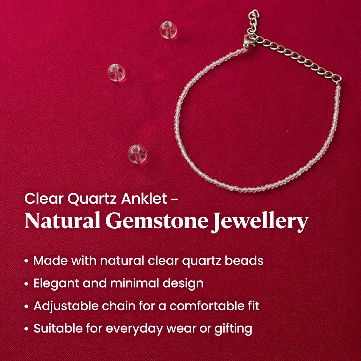 Clear Quartz Anklet – Natural Gemstone Jewellery — product details